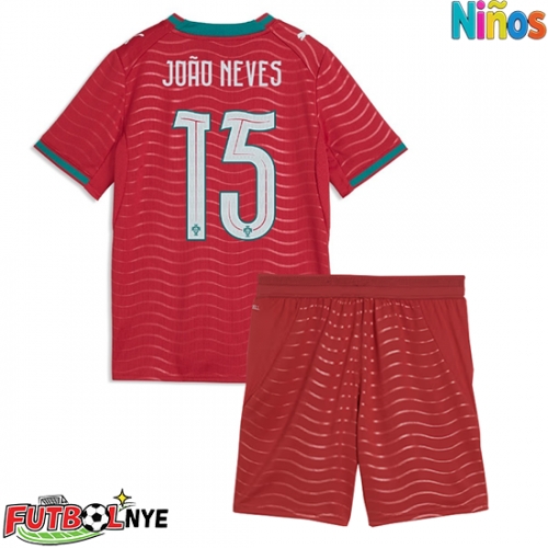 Camiseta Portugal Joao Neves #15 Primera Equipación para niños Mundial 2026 manga corta (+ pantalones cortos)